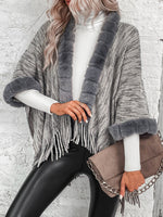 Open Front Fringe Hem Poncho