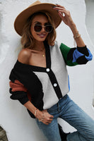 Contrast Button Front V-Neck Cardigan