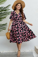 Floral Surplice Midi Dress