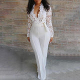 White Long Sleeve Jumpsuit