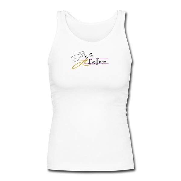 Women's Longer Length Fitted Tank - white